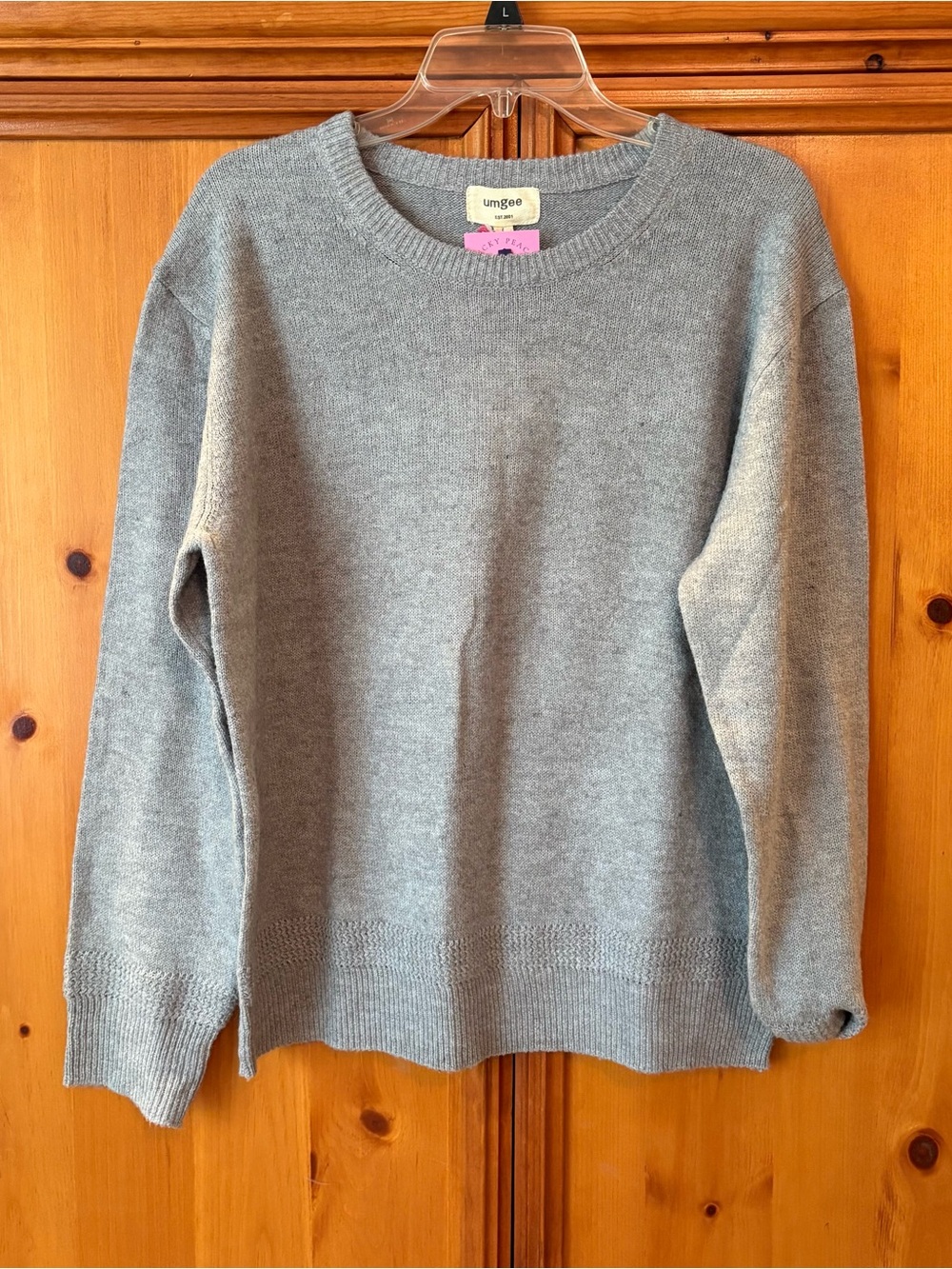 Umgee Light Gray Crewneck Sweater - Soft Knit Pullover
